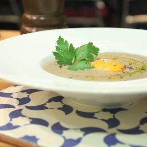 Crema de castañas con setas